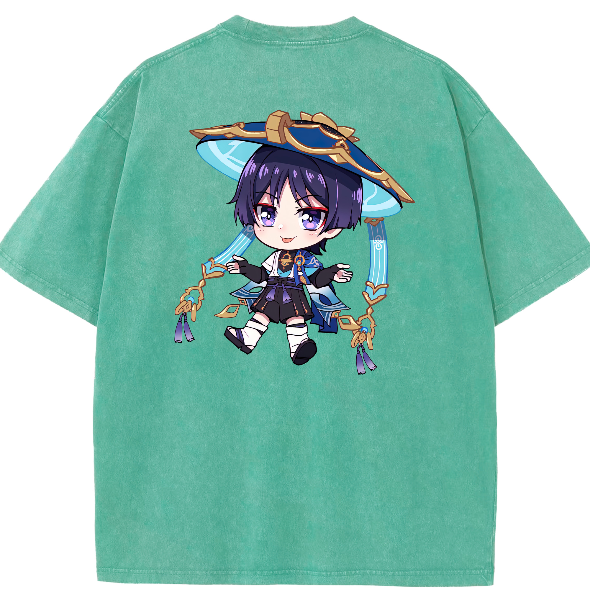 げんし神 さんペい genshin Sanpei 綿100% ヴィンテージ風 半袖Tシャツ（背面プリント）